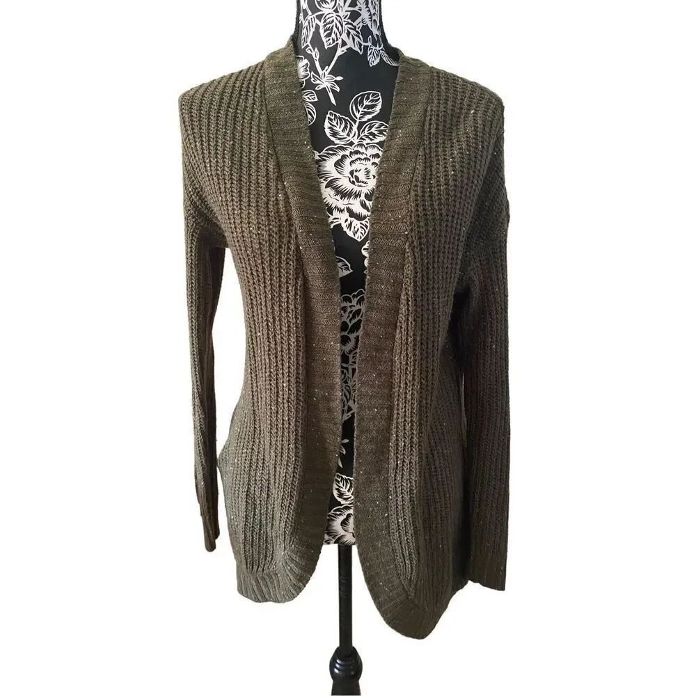 Ultra Flirt Knit Cardigan Sweater Speckle Green Boho Bohemian